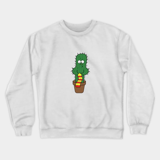 cactus knitting a scarf Crewneck Sweatshirt by wordspotrayal